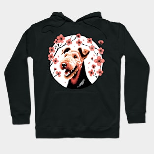 Airedale Terrier Enjoys Spring with Cherry Blossoms Hoodie